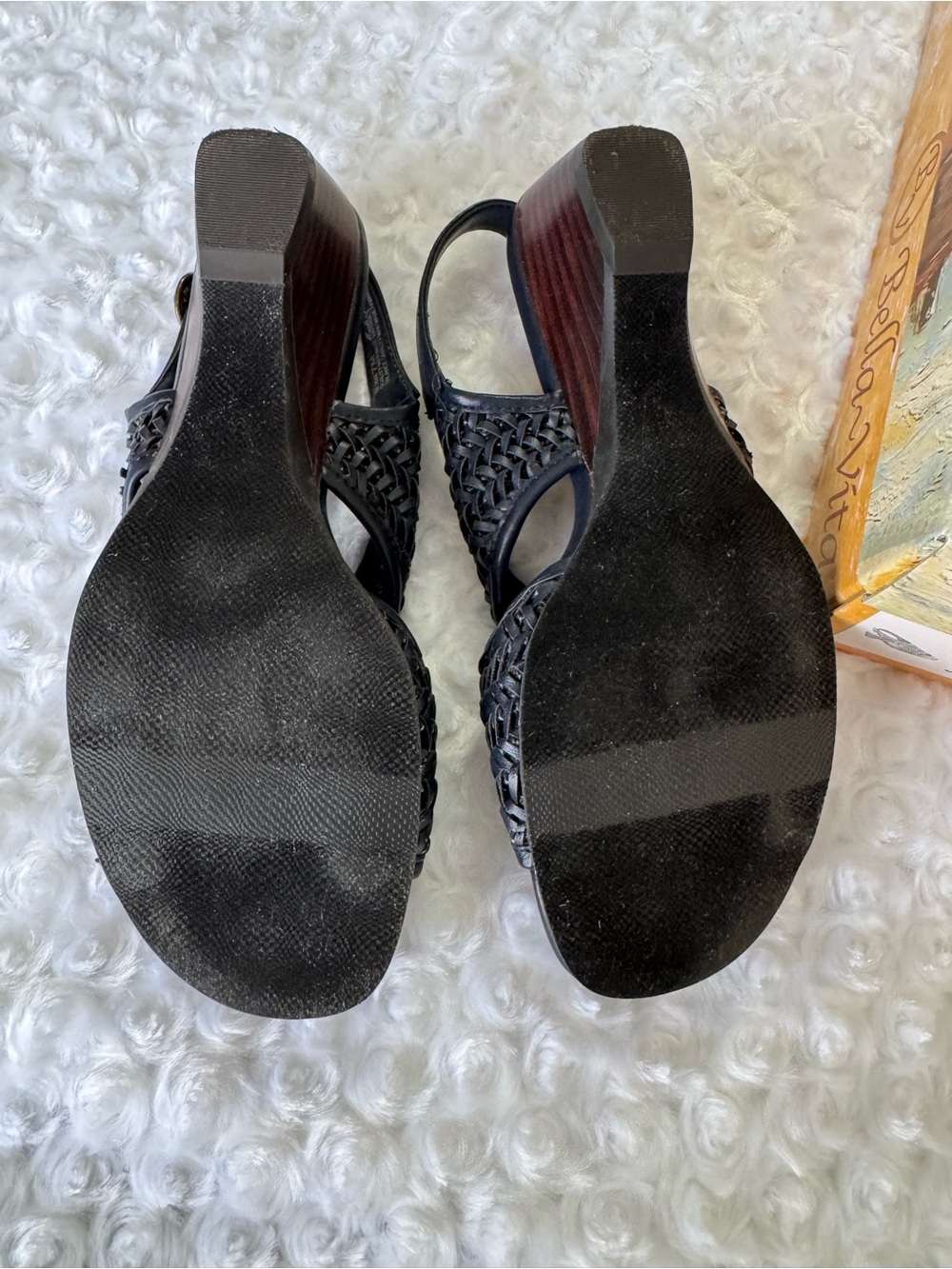 Bella Vita Navy Blue Woven Slingback Heels - Picture 4 of 5